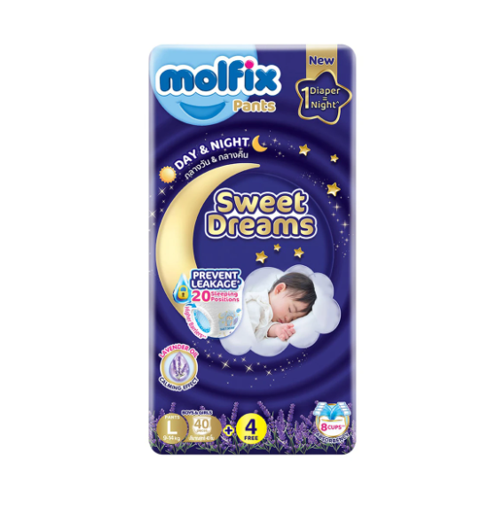 Molfix Sweet Dreams Day & Night Pants Size L 40+4 pcs