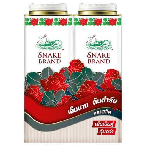 Snake Brand Prickly Heat Powder Classic Formula Twin Pack 280g x 2 (Red)