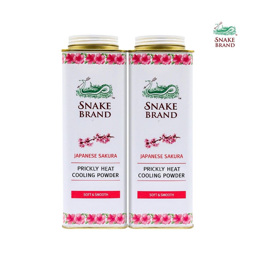 Snake Brand Prickly Heat Powder Soft & Smooth Formula Twin Pack 280g x 2 (Pink)