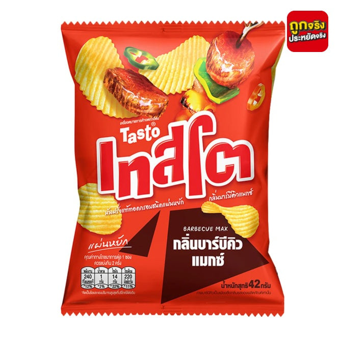 TASTO Ridge Cut Potato Chips Barbecue Max Flavor 42 g.