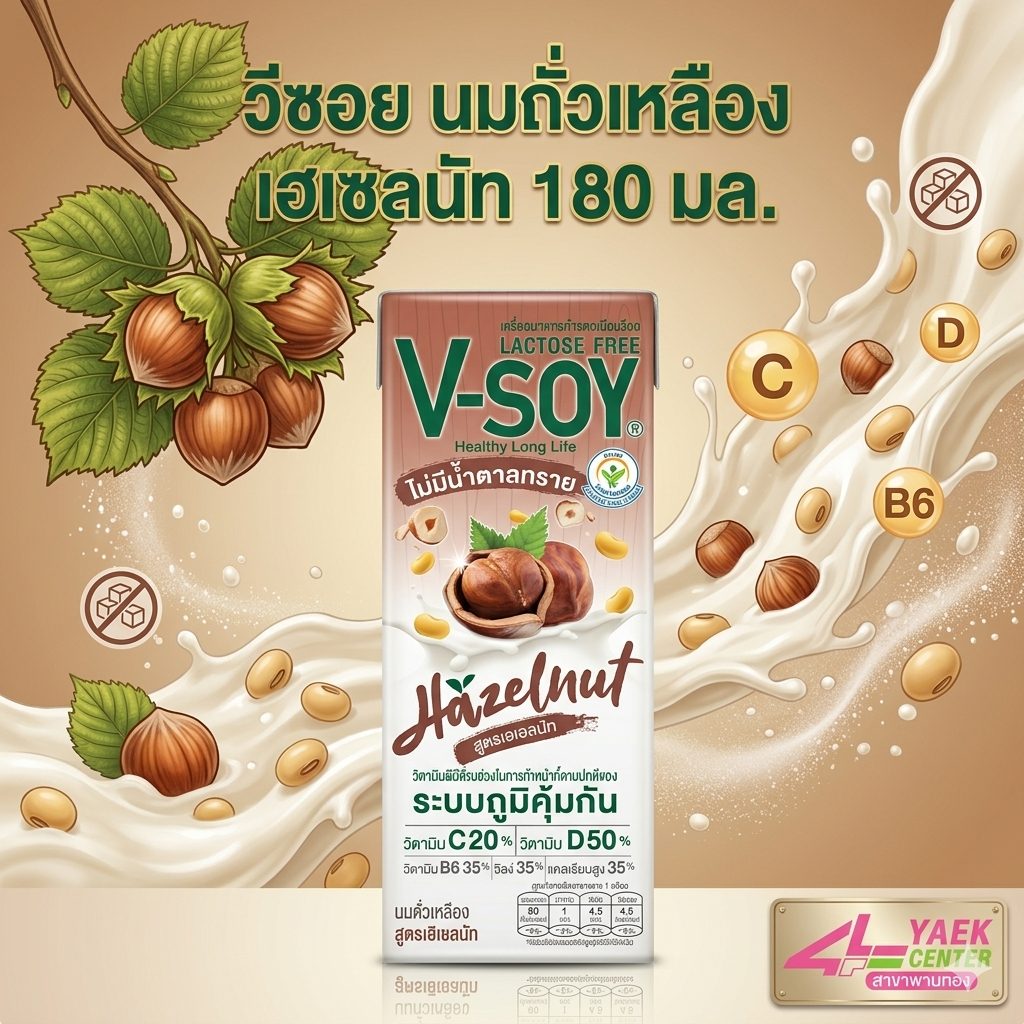 วีซอย นมถั่วเหลือง เฮเซลนัท 180 มล.
