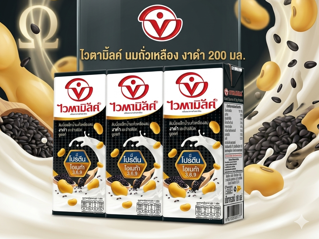 ไวตามิ้ลค์ นมถั่วเหลือง งาดำ 200 มล.