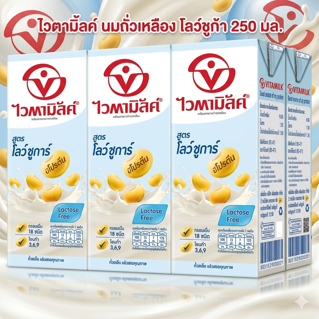ไวตามิ้ลค์ นมถั่วเหลือง โลว์ชูก้า 250 มล.